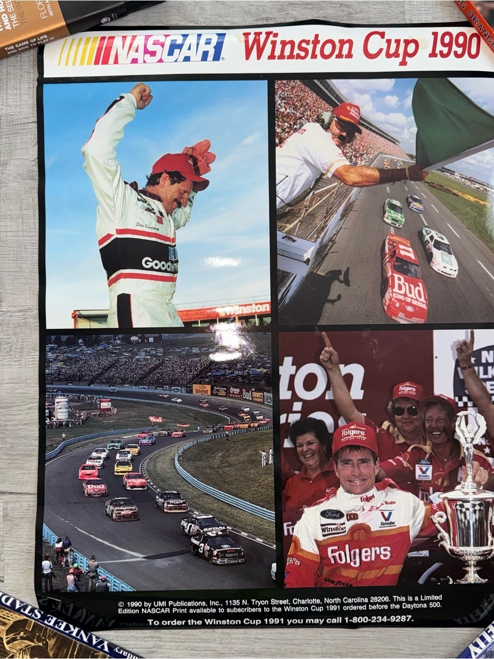 Vtg Rolled NASCAR Limited Print 1990 Wintson Cup Poster Earnhardt Sr Mark Martin